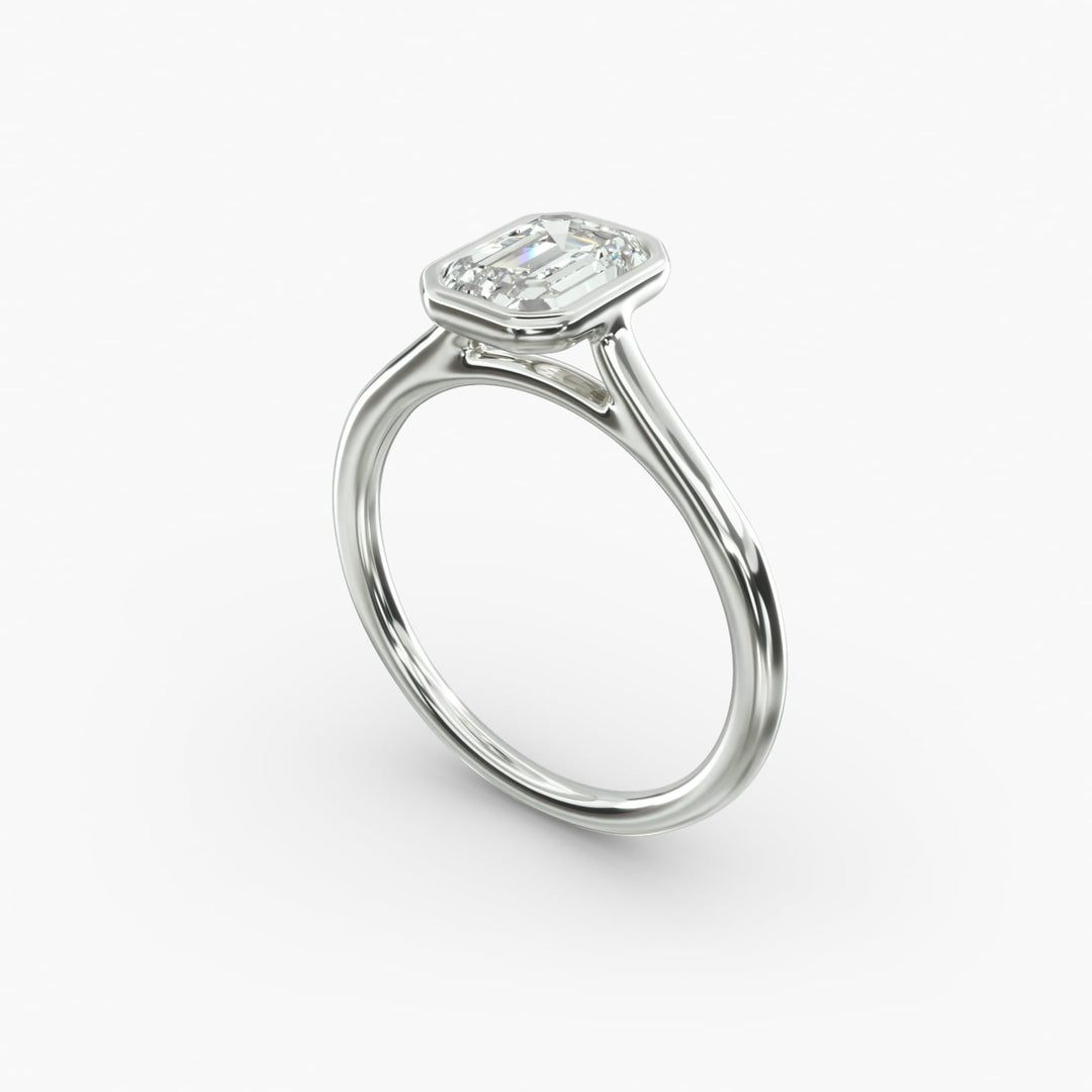 Emerald Lab-Grown Diamond Bezel-Set Engagement Ring | Modern Solitaire | IGI Certified | 10K/14K/18K Gold