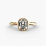 Load image into Gallery viewer, Emerald Lab-Grown Diamond Bezel-Set Engagement Ring | Modern Solitaire | IGI Certified | 10K/14K/18K Gold
