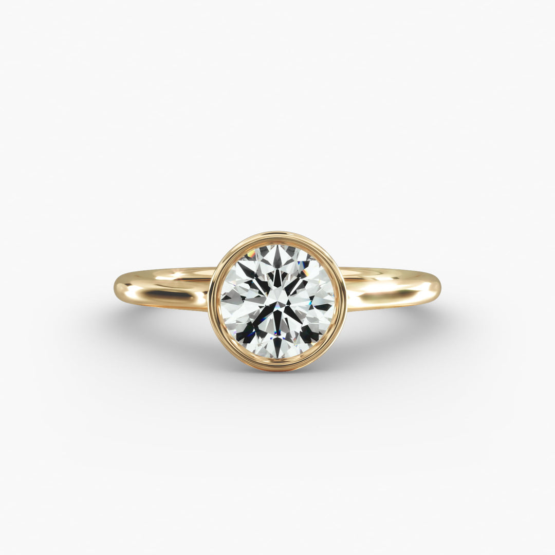 Round Lab-Grown Diamond Bezel-Set Engagement Ring | Modern Solitaire | IGI Certified | 10K/14K/18K Gold