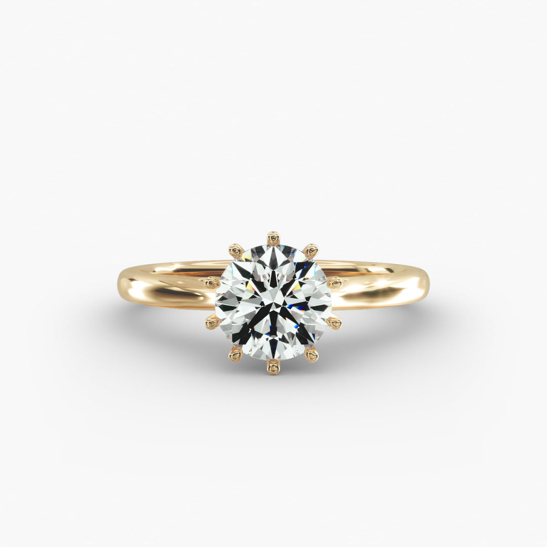 Round Cut Ten Prong Classic Lab-Grown Diamond Ring | 0.50–5.00 Carat | IGI Certified | Yellow, White, Rose Gold