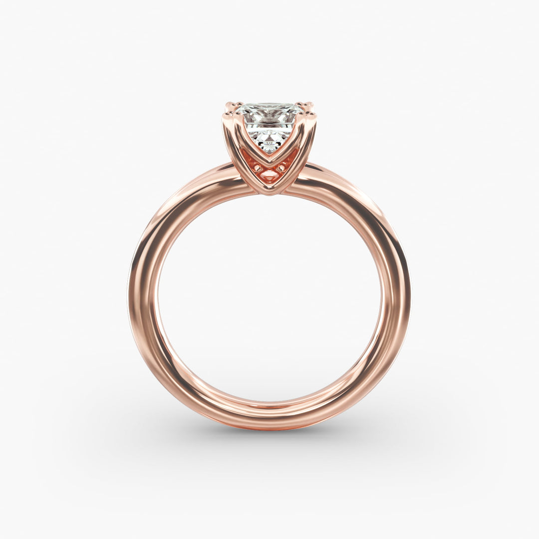 Princess Cut Twelve Prong Milgrain Rope Style Lab-Grown Diamond Ring | 0.50–5.00 Carat | IGI Certified | Yellow, White, Rose Gold