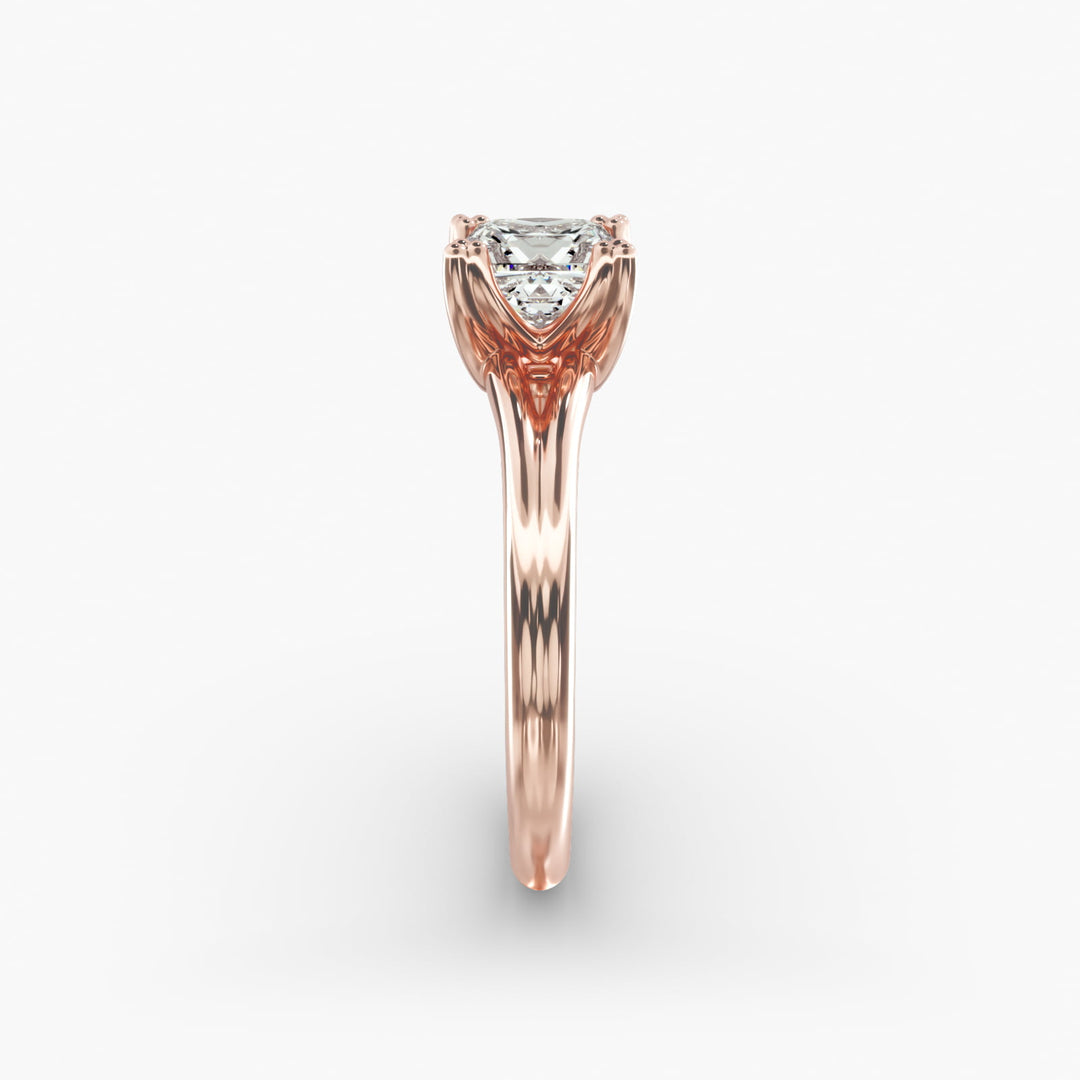 Princess Cut Twelve Prong Milgrain Rope Style Lab-Grown Diamond Ring | 0.50–5.00 Carat | IGI Certified | Yellow, White, Rose Gold