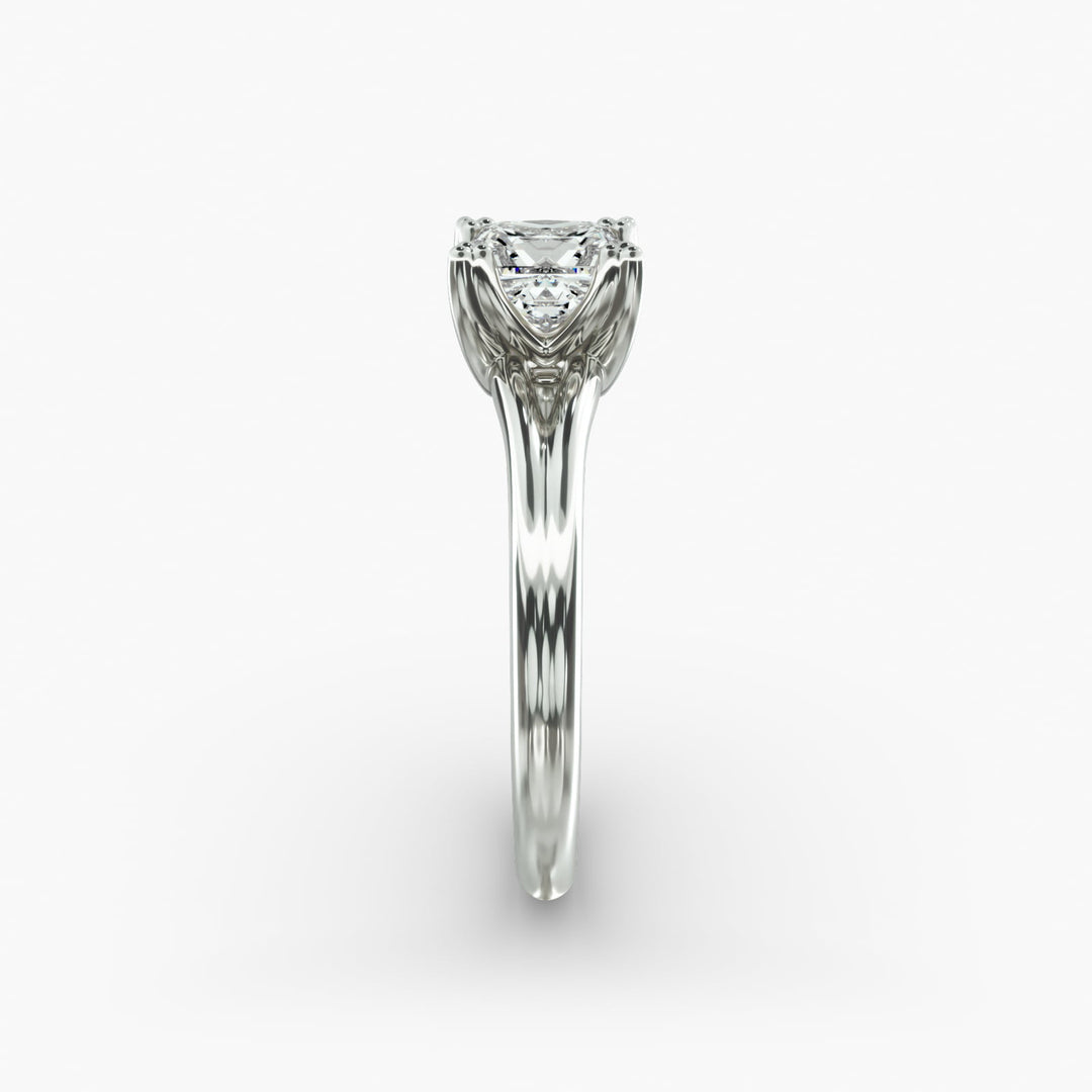 Princess Cut Twelve Prong Milgrain Rope Style Lab-Grown Diamond Ring | 0.50–5.00 Carat | IGI Certified | Yellow, White, Rose Gold