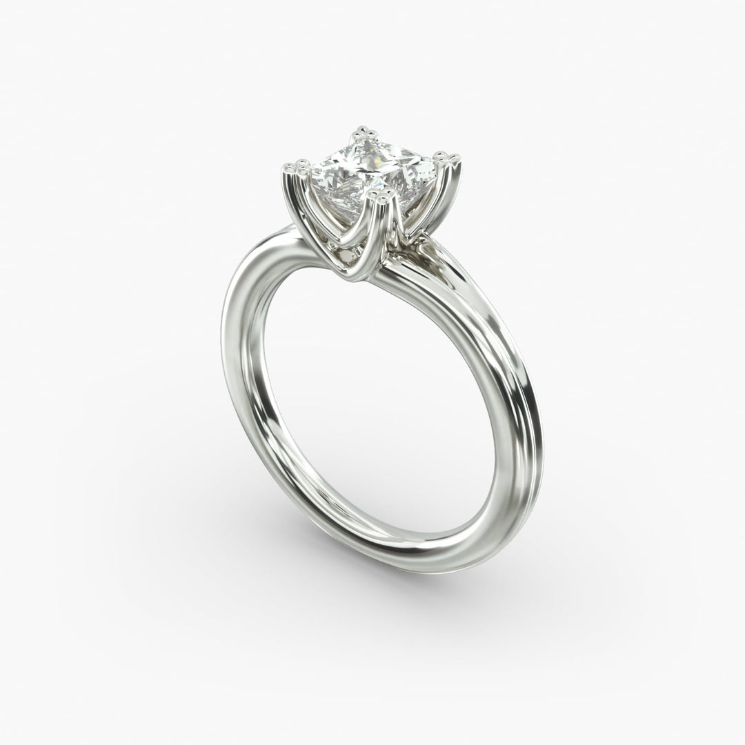 Princess Cut Twelve Prong Milgrain Rope Style Lab-Grown Diamond Ring | 0.50–5.00 Carat | IGI Certified | Yellow, White, Rose Gold