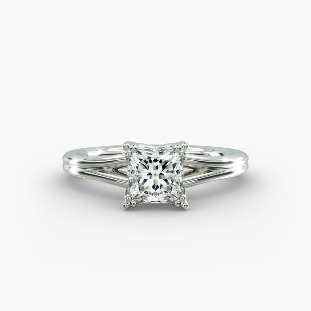 Princess Cut Twelve Prong Milgrain Rope Style Lab-Grown Diamond Ring | 0.50–5.00 Carat | IGI Certified | Yellow, White, Rose Gold