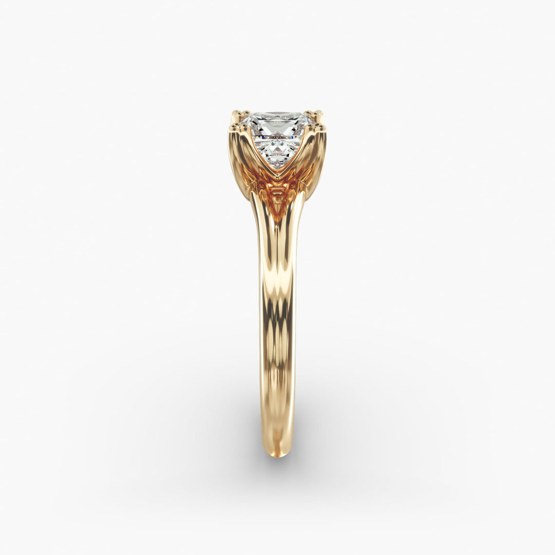 Princess Cut Twelve Prong Milgrain Rope Style Lab-Grown Diamond Ring | 0.50–5.00 Carat | IGI Certified | Yellow, White, Rose Gold