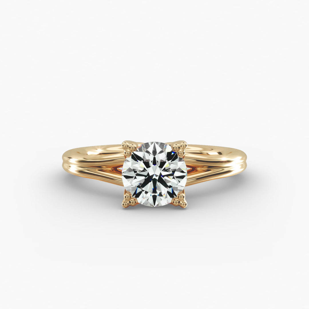 Round Lab-Grown Diamond Ring – Dual Band Style | IGI Certified | 10K/14K/18K Gold