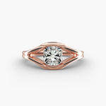 Load image into Gallery viewer, Cushion Lab-Grown Diamond Ring – V-Shaped Side Design | IGI Certified | 10K/14K/18K Gold
