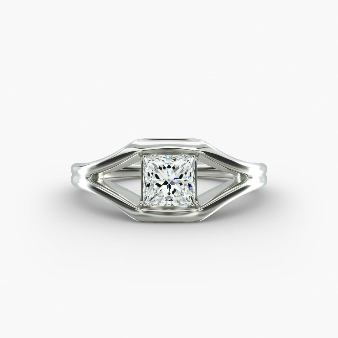 Princess Cut V-Shape Bezel Set Lab-Grown Diamond Ring | 0.50–5.00 Carat | IGI Certified | Yellow, White, Rose Gold