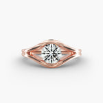 Load image into Gallery viewer, Round Lab-Grown Diamond Ring – V-Shaped Side Design | IGI Certified | 10K/14K/18K Gold
