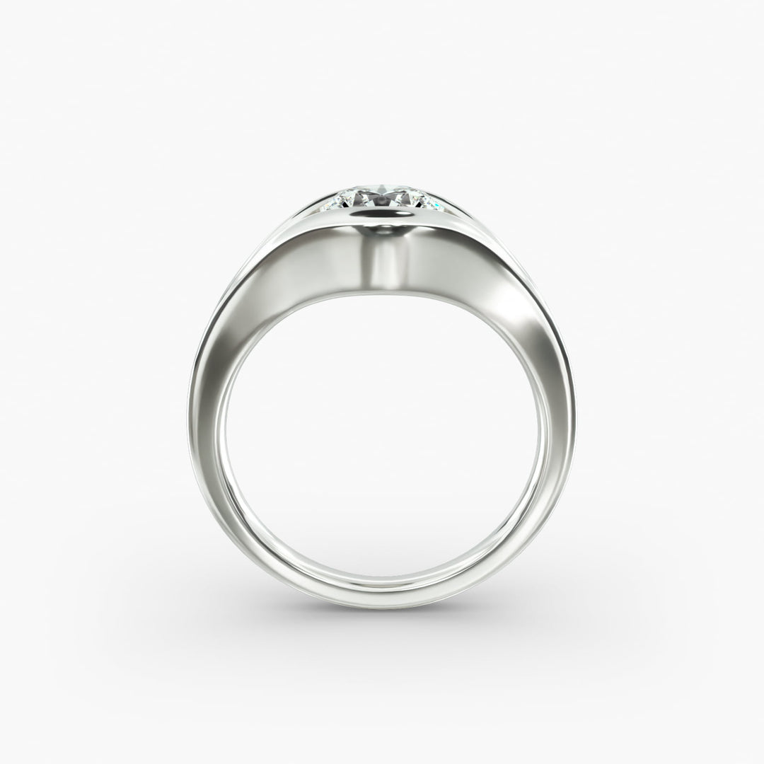 Round Lab-Grown Diamond Ring – V-Shaped Side Design | IGI Certified | 10K/14K/18K Gold