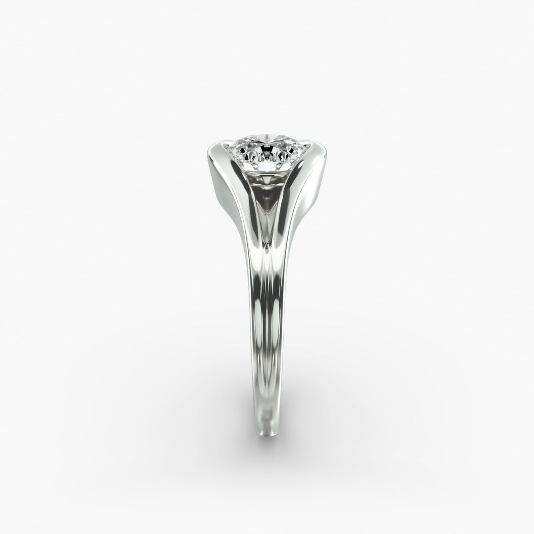 Round Lab-Grown Diamond Ring – V-Shaped Side Design | IGI Certified | 10K/14K/18K Gold