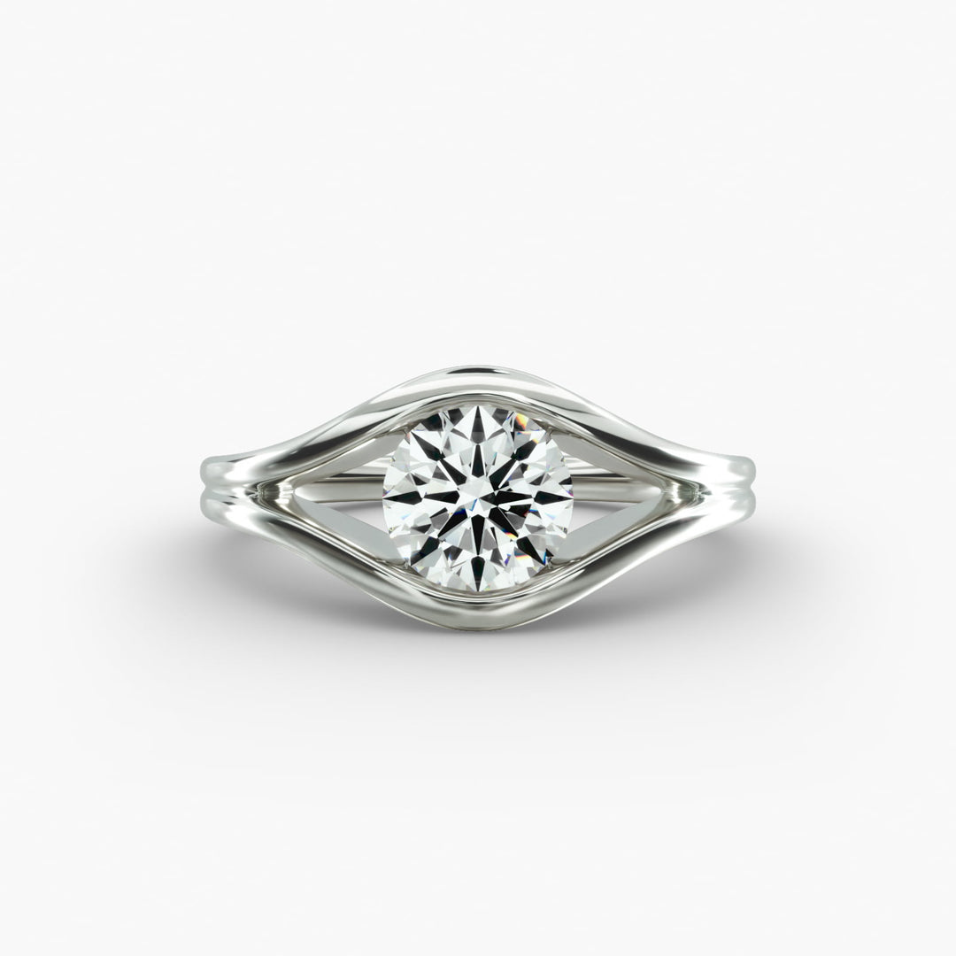 Round Lab-Grown Diamond Ring – V-Shaped Side Design | IGI Certified | 10K/14K/18K Gold