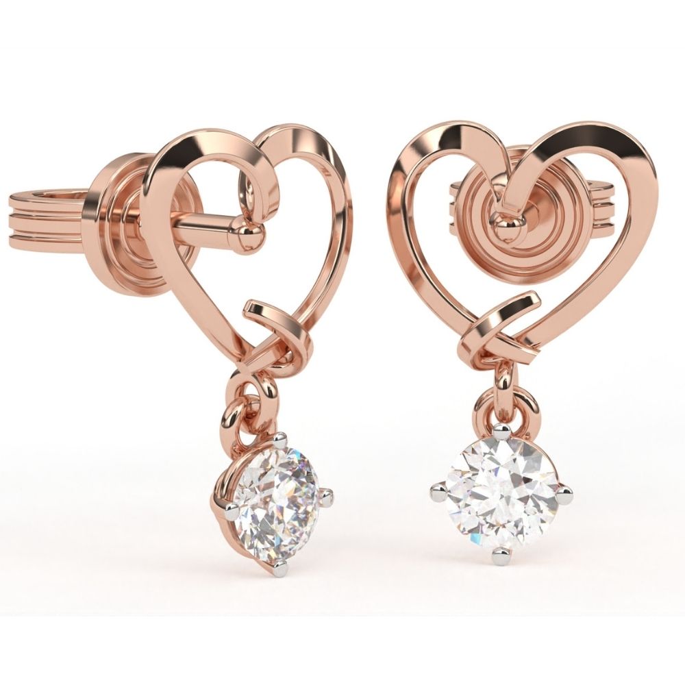 Round Lab Grown Diamond Dangle Earrings 0.50 CTW in 10K 14K 18K White Yellow Rose Gold