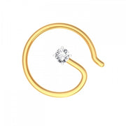 14K Yellow Gold Round Cut Diamond Nose Pin