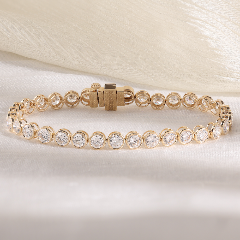Ready to Ship – 6.70 CT Round Cut Lab-Grown Diamond Bracelet in 14K Yellow Gold