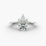 Load image into Gallery viewer, 14K Gold Round And Pear Three Stone Curved Diamond Ring
