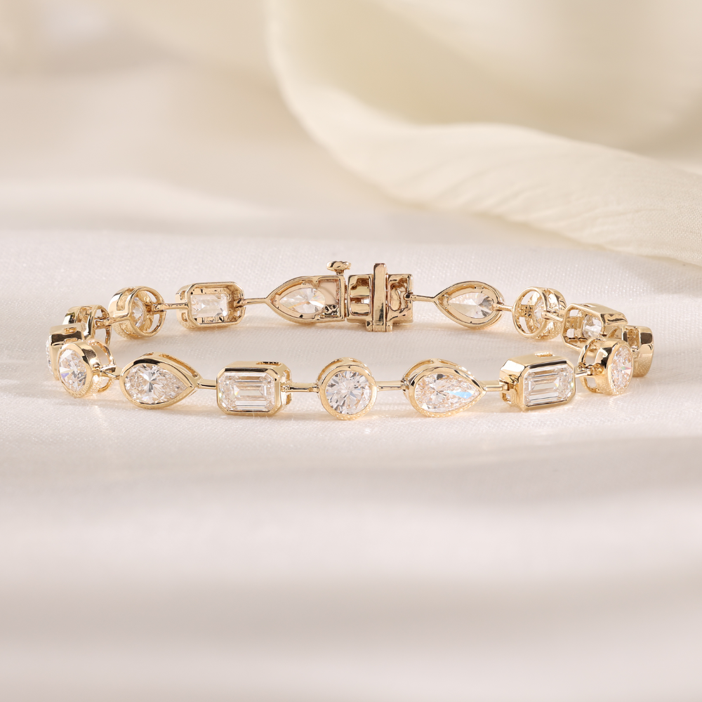 Ready to Ship – 9.24 CT Multi-Shape Lab-Grown Diamond Bracelet in 14K Yellow Gold
