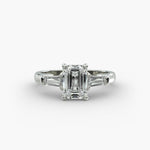 Load image into Gallery viewer, 18K Gold Emerald And Baguette Three Stone Diamond Engagement Ring
