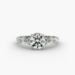 Load image into Gallery viewer, 10K Gold Round With Tapered Baguette Diamond Engagement Ring
