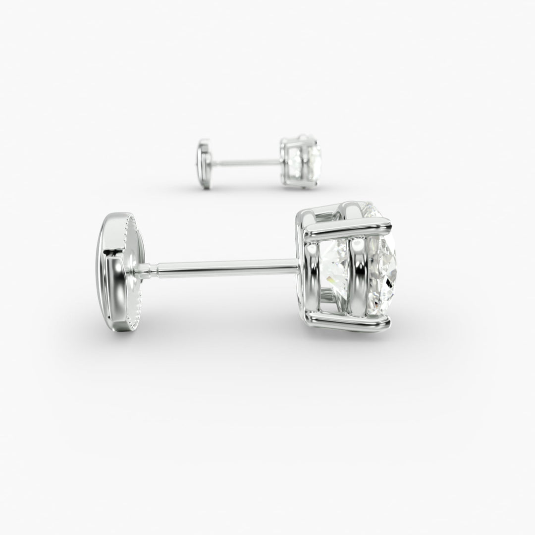 Round Diamond Four‑Prong Stud Earrings 0.50–10.00 CT in 10K/14K/18K White or Yellow Gold