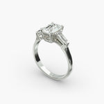 Load image into Gallery viewer, 18K Gold Emerald And Baguette Three Stone Diamond Engagement Ring
