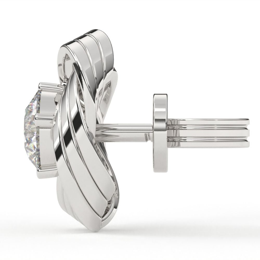 Twisted Round Lab Grown Diamond Earrings 0.93 CTW in 10K 14K 18K White Yellow Rose Gold