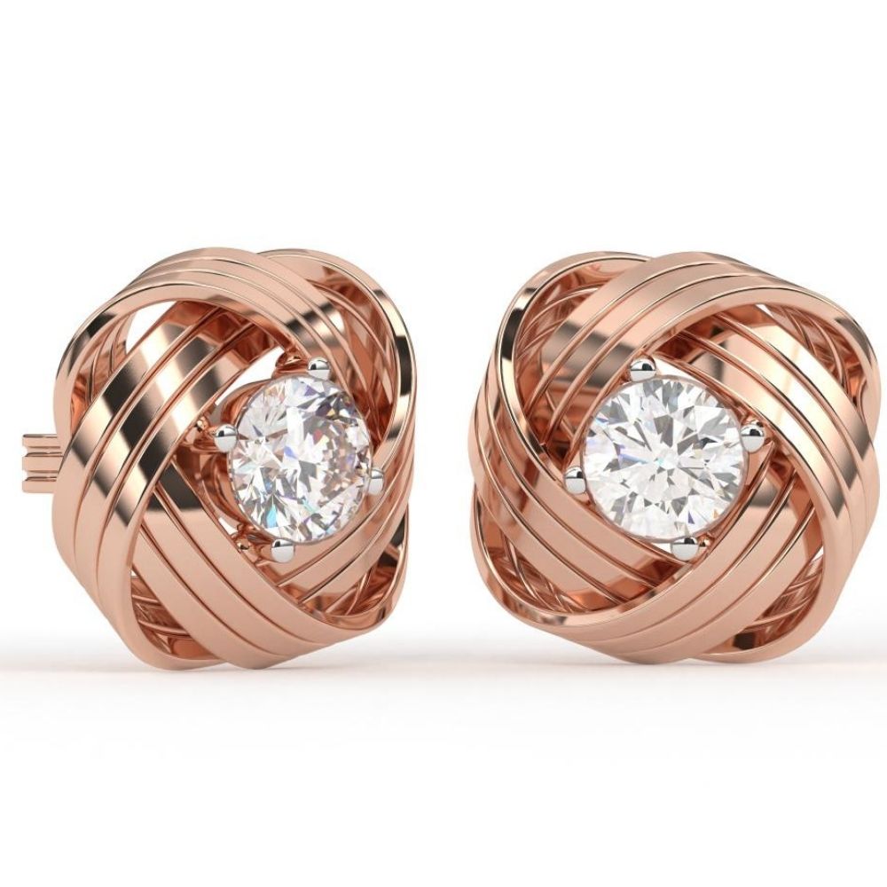 Twisted Round Lab Grown Diamond Earrings 0.93 CTW in 10K 14K 18K White Yellow Rose Gold