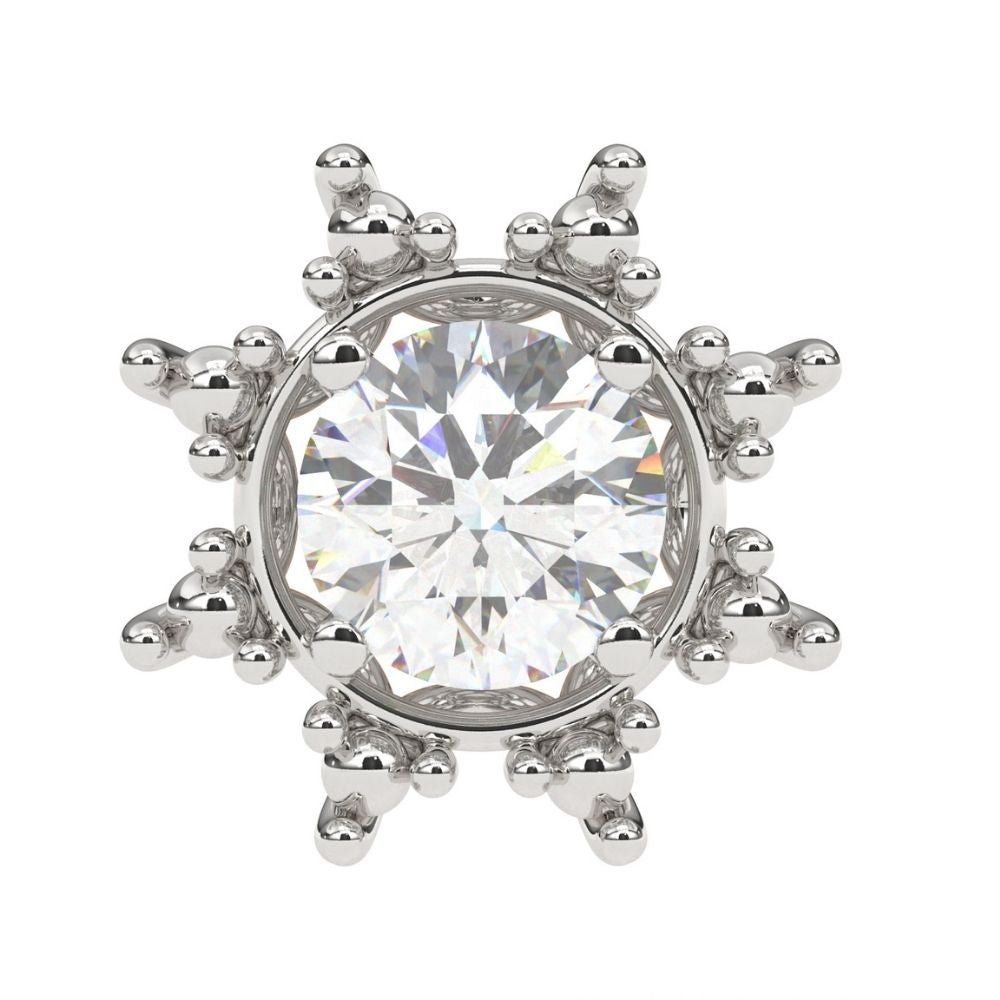 Large Round Lab Grown Diamond Flower Earrings with Milgrain 0.94 CTW in 10K 14K 18K White Yellow Rose Gold