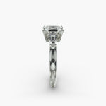 Load image into Gallery viewer, 18K Gold Emerald And Baguette Three Stone Diamond Engagement Ring
