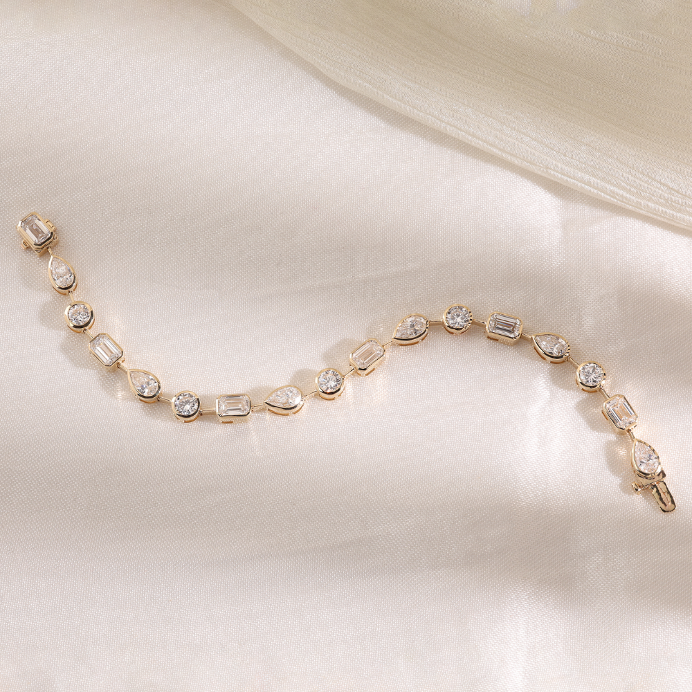 Ready to Ship – 9.24 CT Multi-Shape Lab-Grown Diamond Bracelet in 14K Yellow Gold
