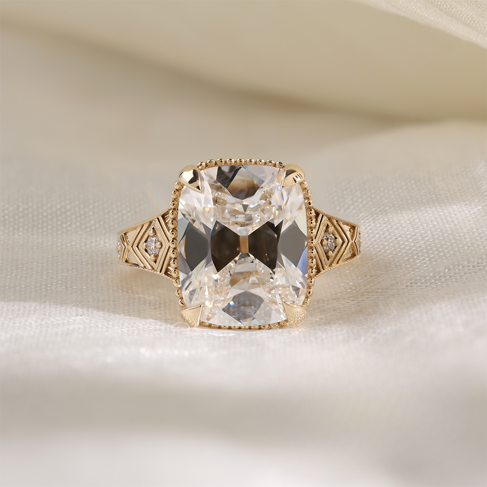 Ready-to-Ship 7 CT Cushion Lab-Grown Diamond Solitaire Ring | 14K Yellow Gold