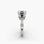 Load image into Gallery viewer, 18K Gold Emerald And Round Shape Three Stone Engagement Ring
