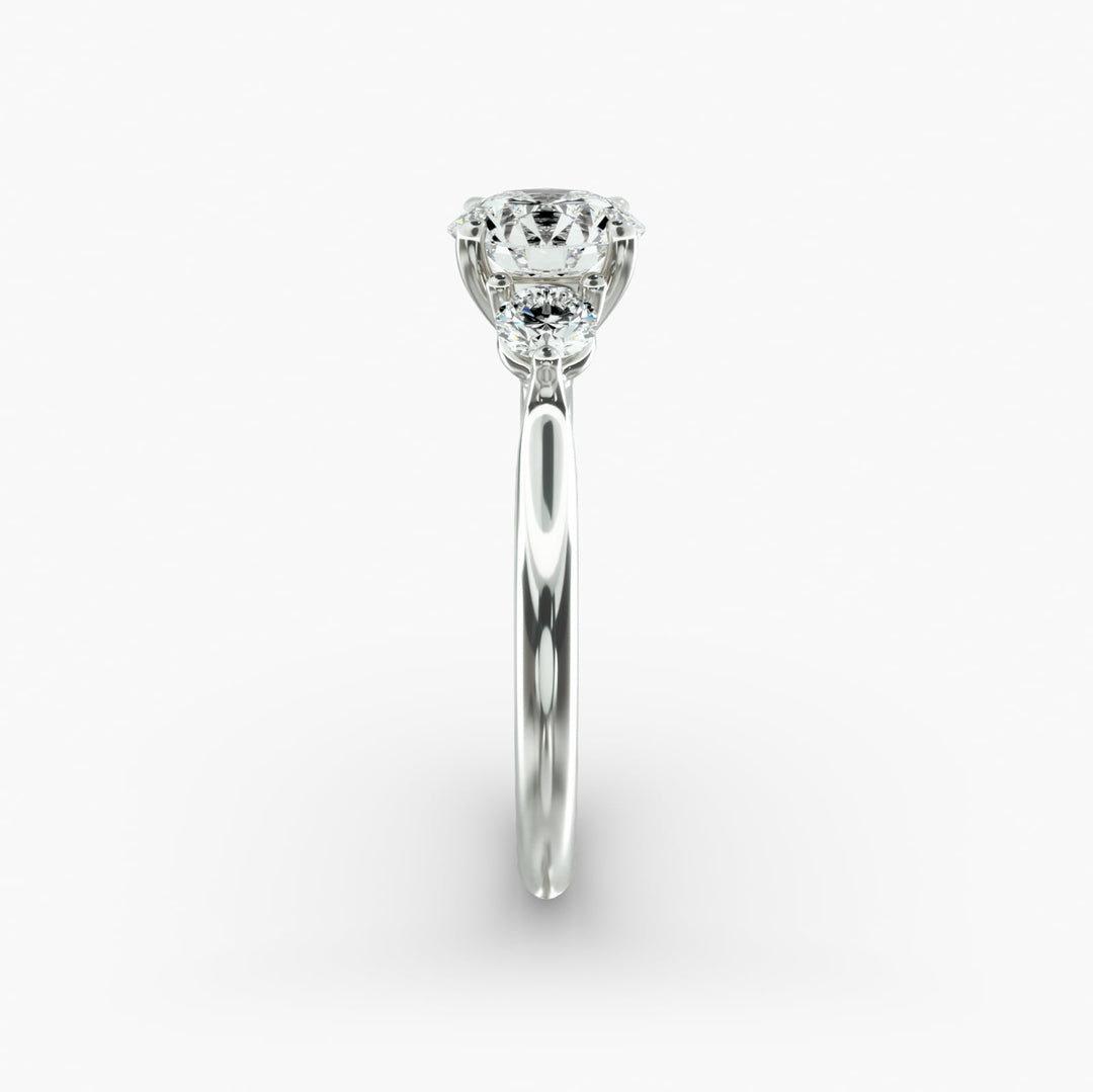 14K Gold Three Stone Round Shaped Diamond Engagement Ring