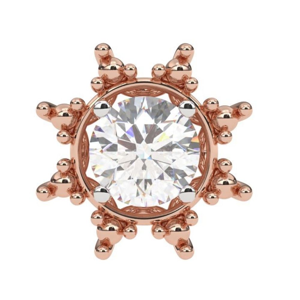 Large Round Lab Grown Diamond Flower Earrings with Milgrain 0.94 CTW in 10K 14K 18K White Yellow Rose Gold