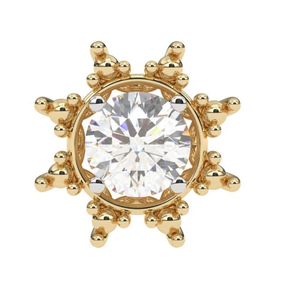 Large Round Lab Grown Diamond Flower Earrings with Milgrain 0.94 CTW in 10K 14K 18K White Yellow Rose Gold