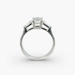 Load image into Gallery viewer, 18K Gold Emerald And Baguette Three Stone Diamond Engagement Ring
