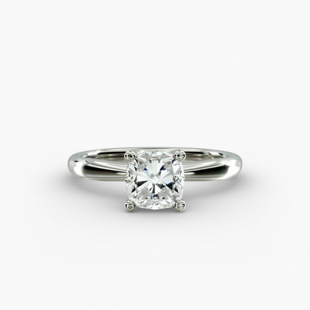 Cushion Lab-Grown Diamond Four-Prong with Twisted Mounting Engagement Ring | Modern Solitaire | IGI Certified | 10K/14K/18K Gold