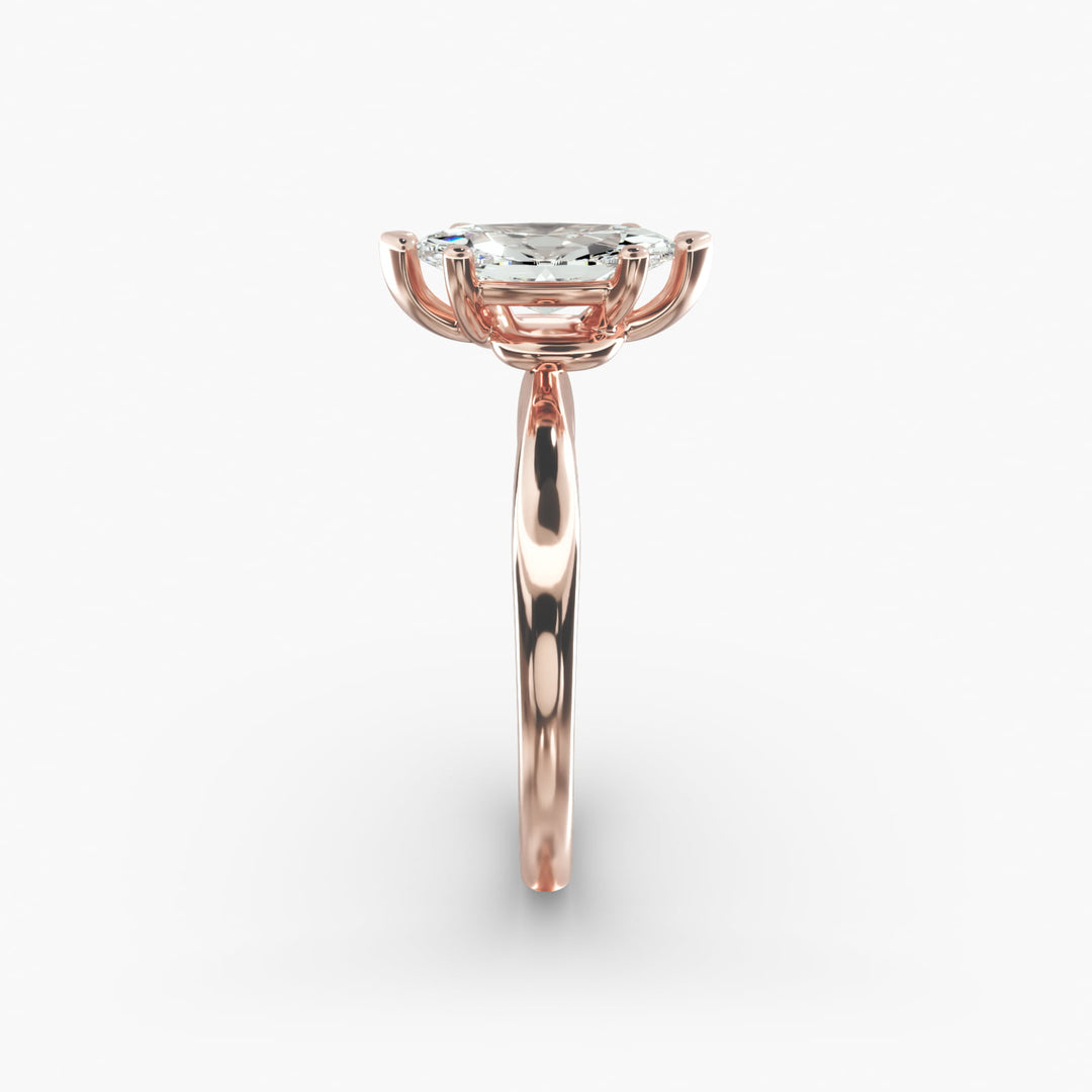 Marquise Lab-Grown Diamond Six-Prong Engagement Ring with Twisted Mounting | Modern Solitaire | IGI Certified | 10K/14K/18K Gold