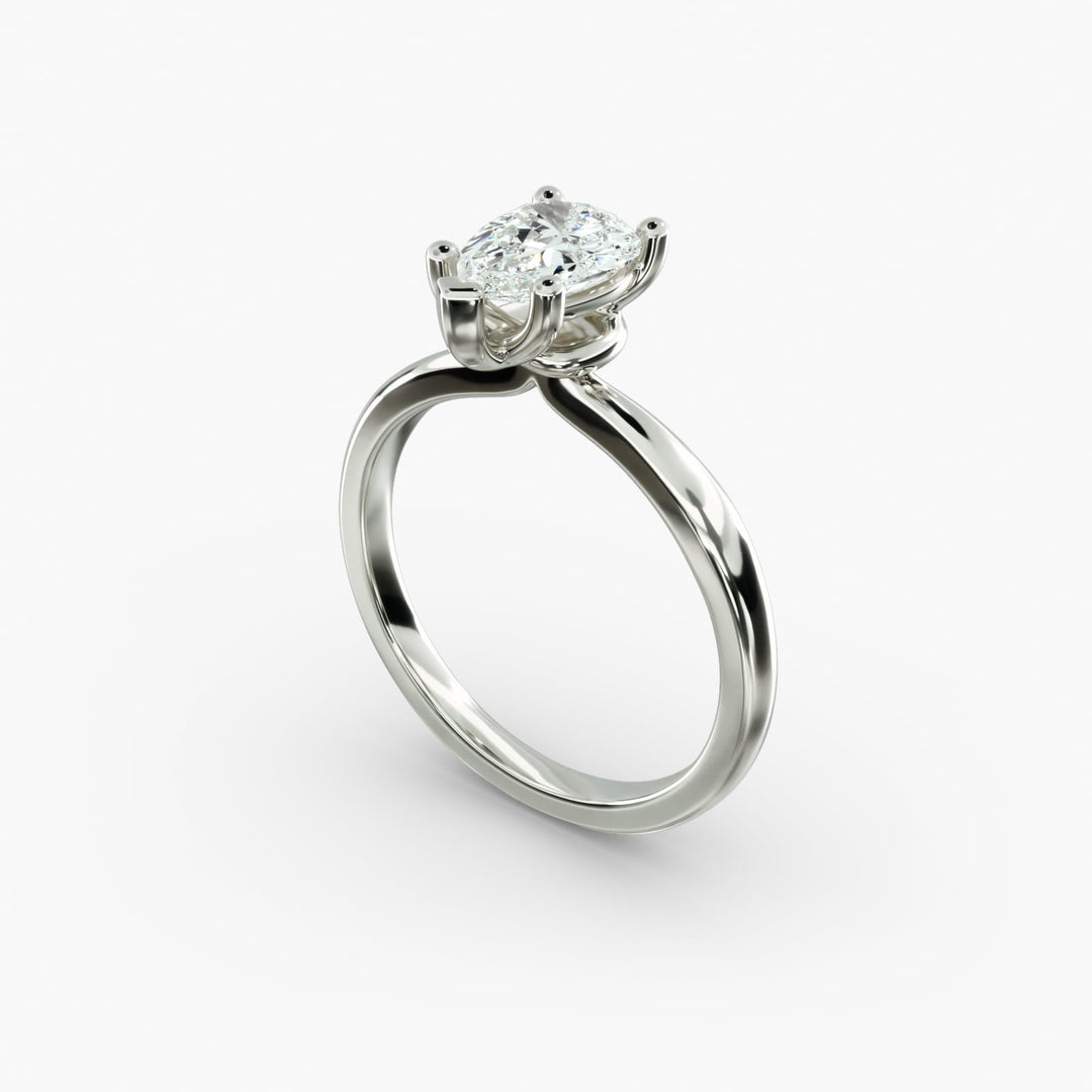 Pear Lab-Grown Diamond Four-Prong Engagement Ring with Twisted Mounting | Unique Solitaire | IGI Certified | 10K/14K/18K Gold