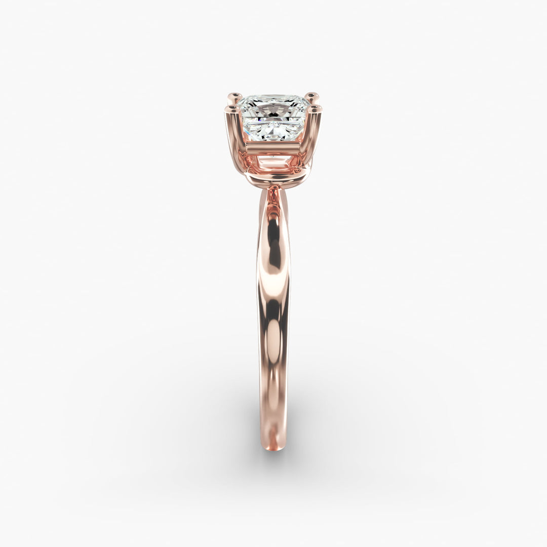 Princess Lab-Grown Diamond Four-Prong Engagement Ring with Twisted Mounting | Unique Solitaire | IGI Certified | 10K/14K/18K Gold