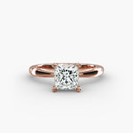 Load image into Gallery viewer, Princess Lab-Grown Diamond Four-Prong Engagement Ring with Twisted Mounting | Unique Solitaire | IGI Certified | 10K/14K/18K Gold
