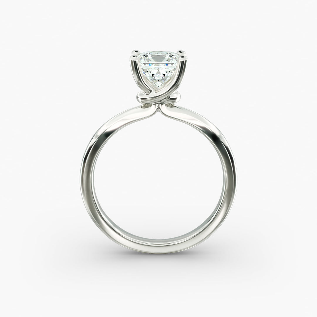 Princess Lab-Grown Diamond Four-Prong Engagement Ring with Twisted Mounting | Unique Solitaire | IGI Certified | 10K/14K/18K Gold