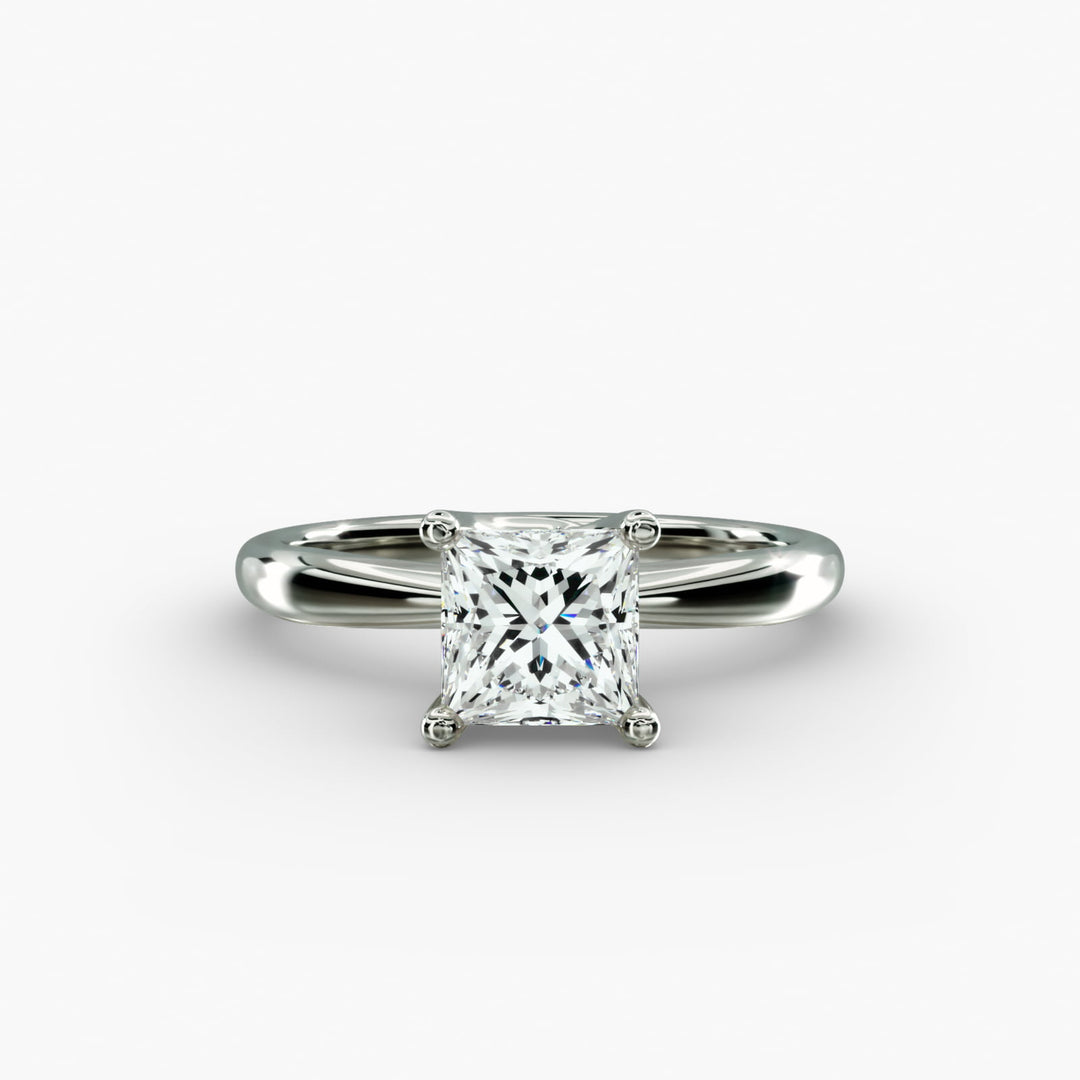 Princess Lab-Grown Diamond Four-Prong Engagement Ring with Twisted Mounting | Unique Solitaire | IGI Certified | 10K/14K/18K Gold