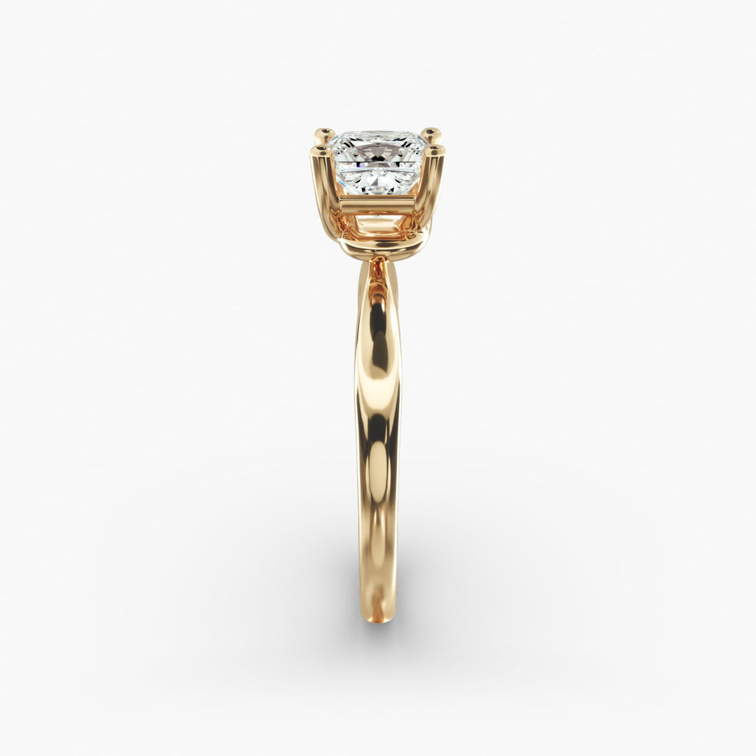 Princess Lab-Grown Diamond Four-Prong Engagement Ring with Twisted Mounting | Unique Solitaire | IGI Certified | 10K/14K/18K Gold