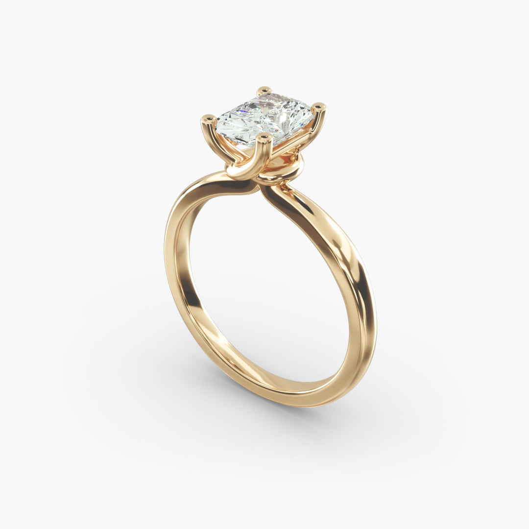Radiant Lab-Grown Diamond Four-Prong with Twisted Under-Band Engagement Ring | Modern Solitaire | IGI Certified | 10K/14K/18K Gold