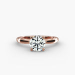 Load image into Gallery viewer, Round Lab-Grown Diamond Four-Prong with Twisted Under-Band Engagement Ring | Modern Solitaire | IGI Certified | 10K/14K/18K Gold

