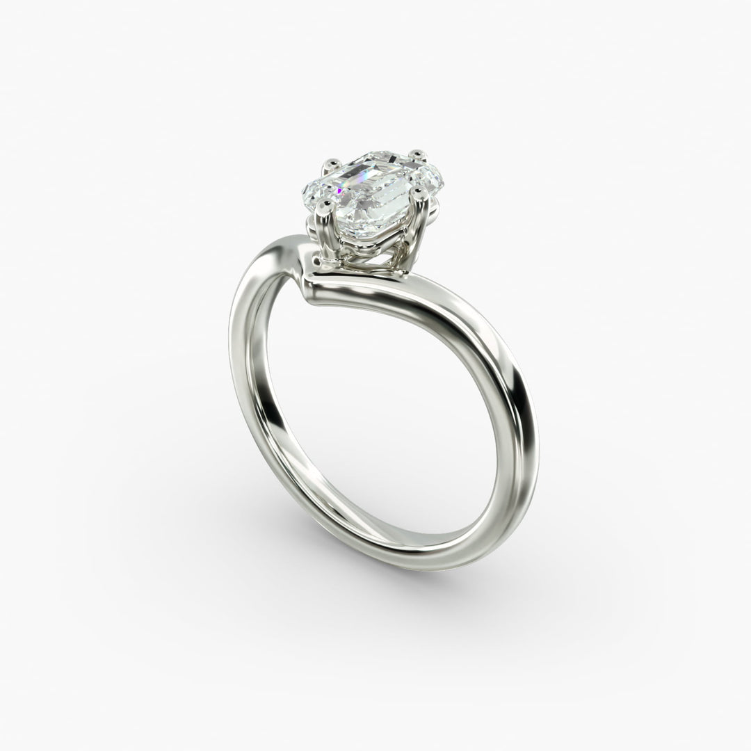 Emerald Lab-Grown Diamond Four-Prong V-Shaped Engagement Ring | Classic Solitaire | IGI Certified | 10K/14K/18K Gold