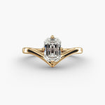 Load image into Gallery viewer, Emerald Lab-Grown Diamond Four-Prong V-Shaped Engagement Ring | Classic Solitaire | IGI Certified | 10K/14K/18K Gold
