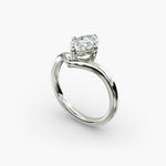 Load image into Gallery viewer, Oval Lab-Grown Diamond V-Shaped Solitaire Engagement Ring | Four-Prong Setting | IGI Certified | 10K/14K/18K Gold
